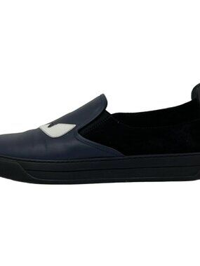 Fendi Slip Ons 8 Black Navy White Bag Bugs Studs X